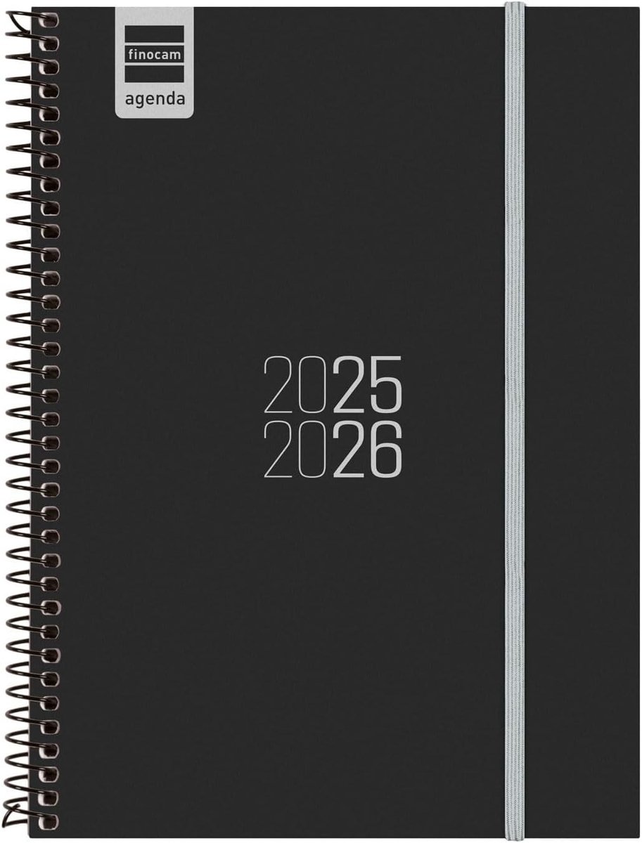 Lerarenagenda 2026-2027 - Zwart - 12 maanden september 2025 - augustus 2026 - Spiraalkalender met weekoverzicht en polypropyleen omslag