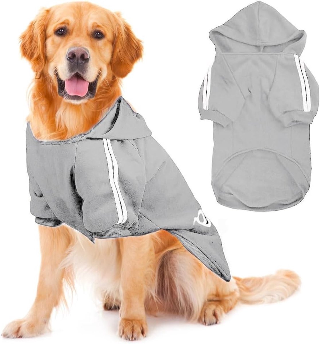 Warme Hoodie voor Honden, Winterkleding voor Grote Honden, Comfortabele Dierenjas met Knopen, Hondenjumper (Grijs, 4XL)