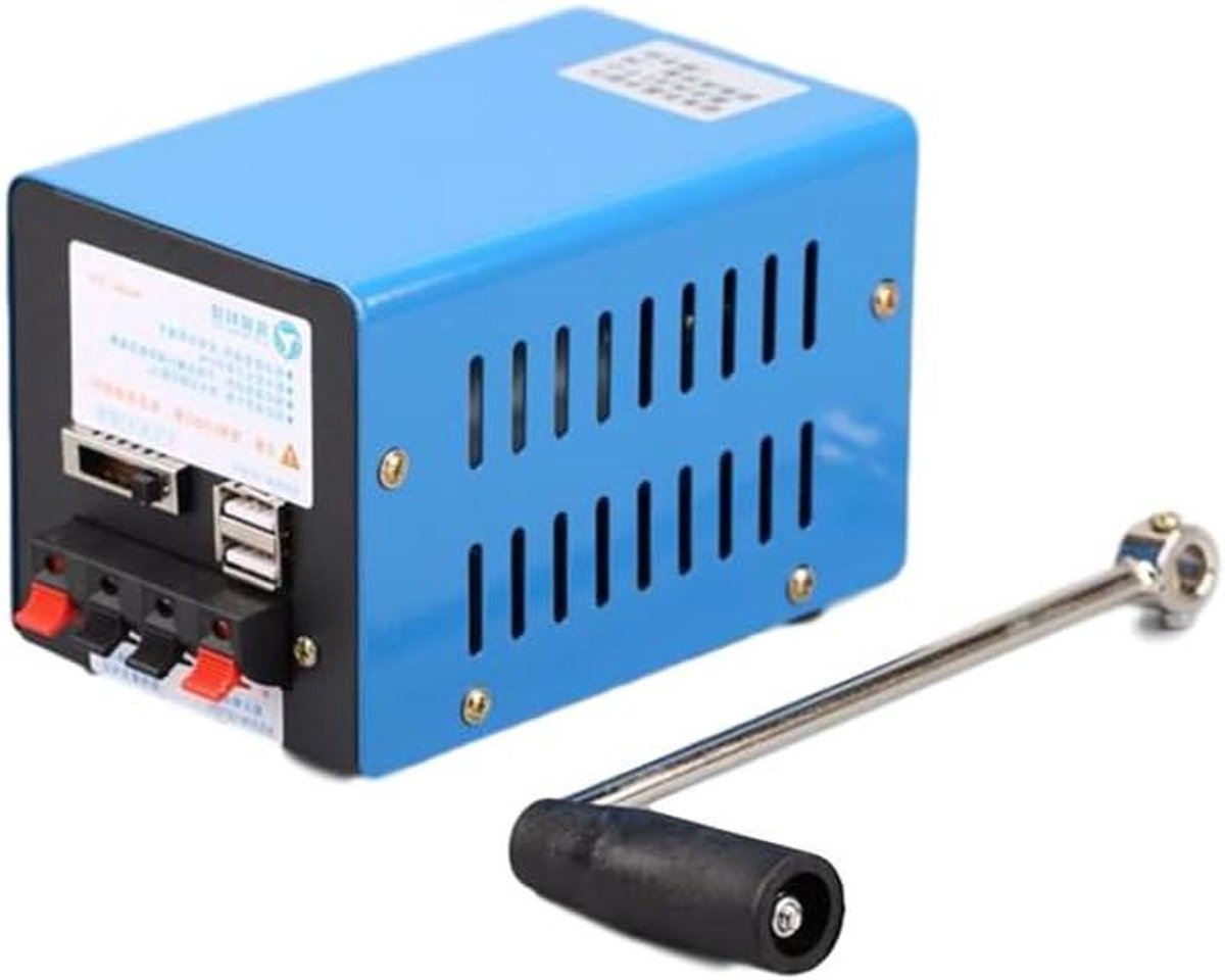 Crank Generator - Hand Charger - Noodstroom Voorzien - Schokbestendig Metaal - 18.4 x 10.7 x 10.4 cm - Multicolor
