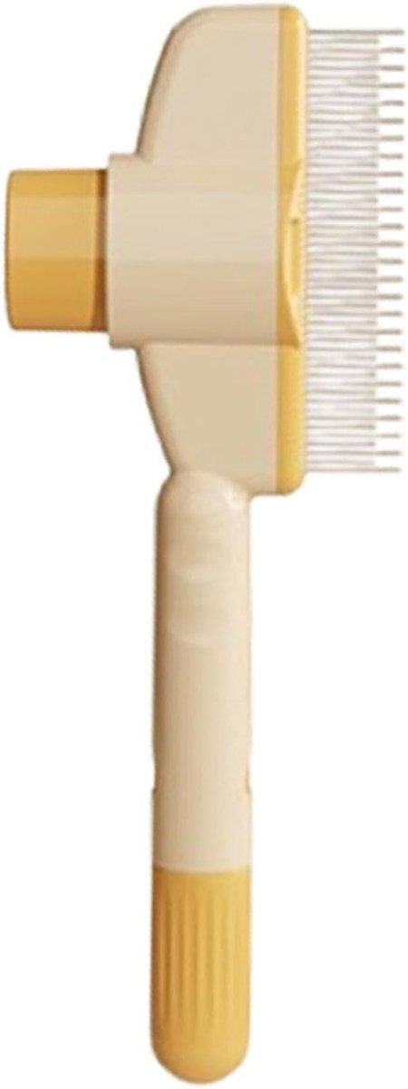 Honden Kat Knoop Kam - Verzorgingsborstel Huisdier - Vacht Verzorgen - Zelfreinigend Met Knop - 20 cm - Grijs
