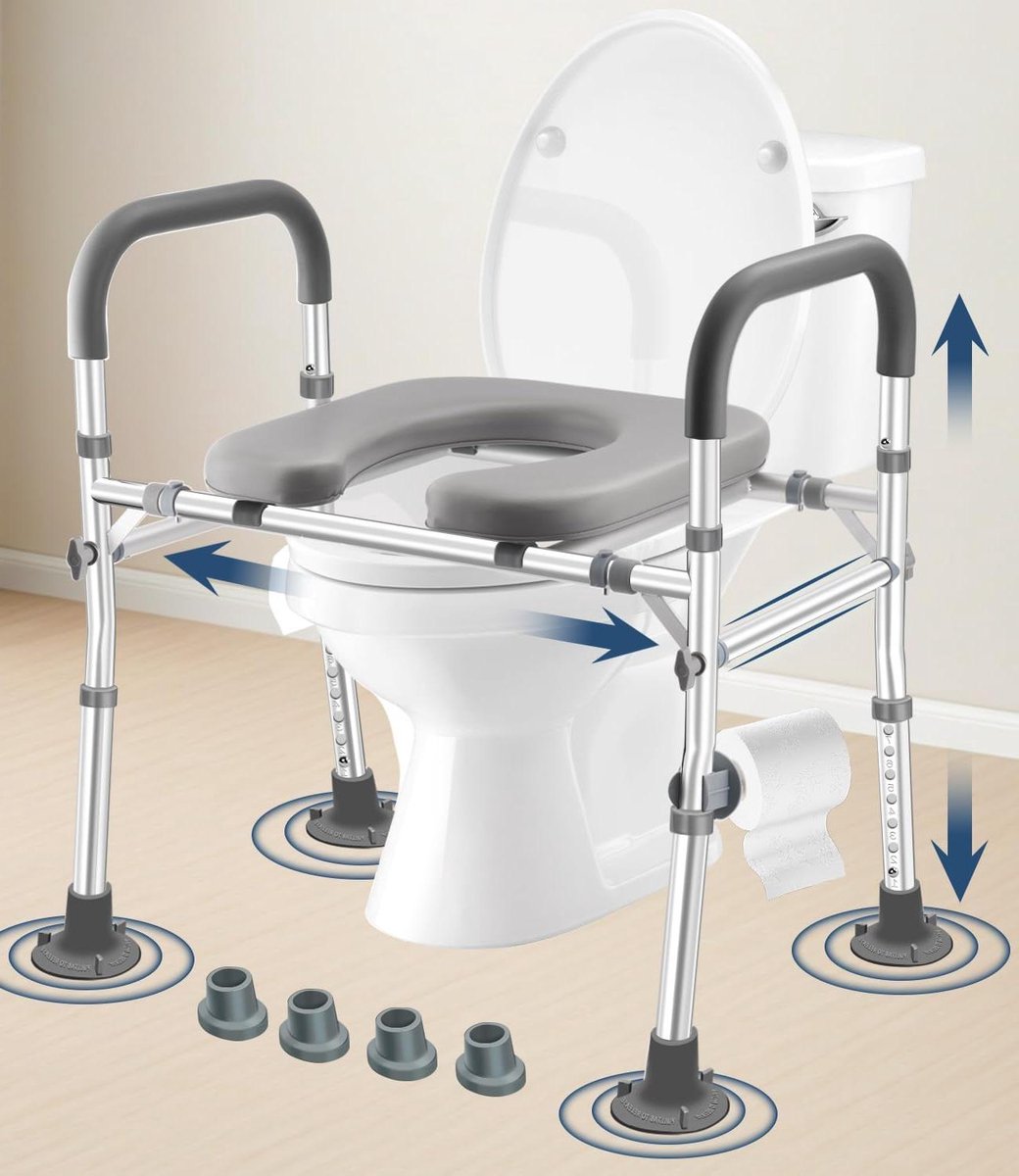 Toiletbril met armleuningen - Verhoogde toiletbril - Veiliger toiletbezoek - Extra brede zitting - 230 kg belastbaar - Wit