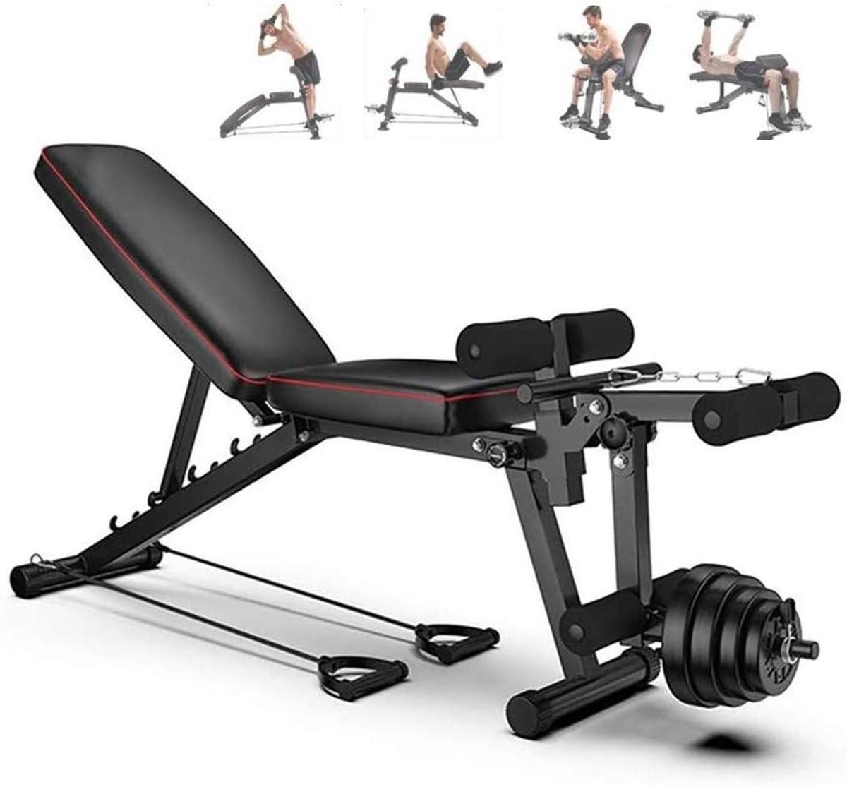 Krachttraining Bank - Halterbank Opvouwbaar - Thuis Krachttraining - 4-in-1 Multifunctioneel - 200 kg Draagvermogen - Zwart