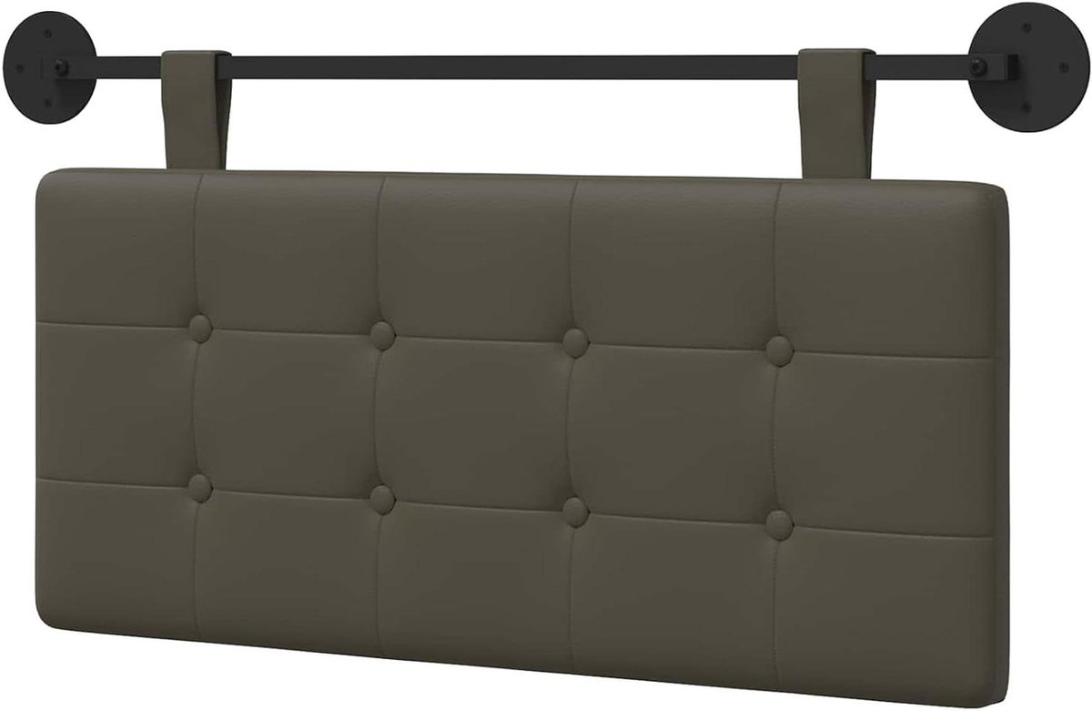 Hangend hoofdeinde - Wandkussen bekleed - Comfortabel leunen - Ruimtebesparend ontwerp - 100 x 55 cm - Grijs