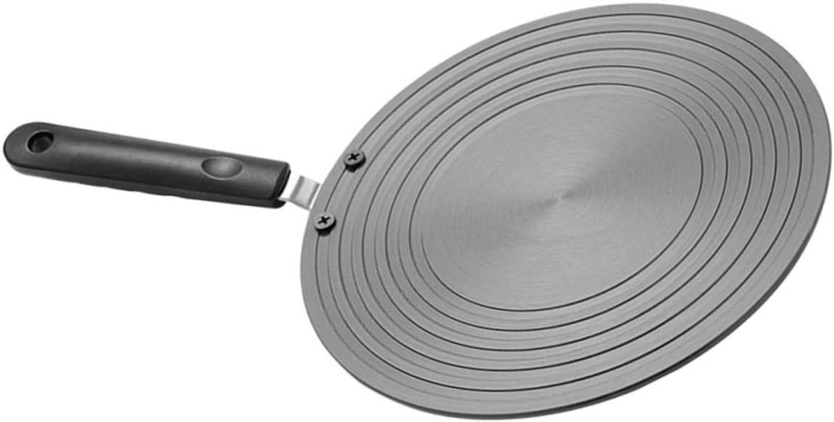 Warmteverspreider Plaat - Inductie Converter - Gelijkmatig Koken - Met Handgreep - 39.4 cm - Zilver