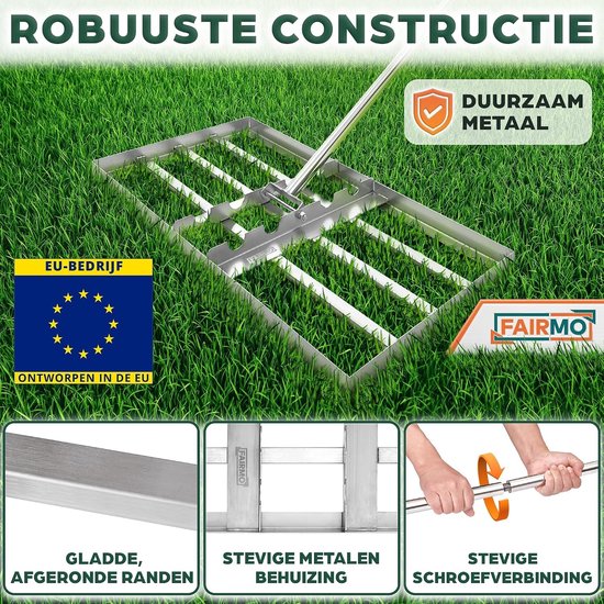 Gazonrakel - Roestvrij Stalen Egaliseerhark - 75 x 75 x 35 cm - Heavy Duty Met Verstelbare Steel - Voor Tuin en Gazons — afbeelding 3