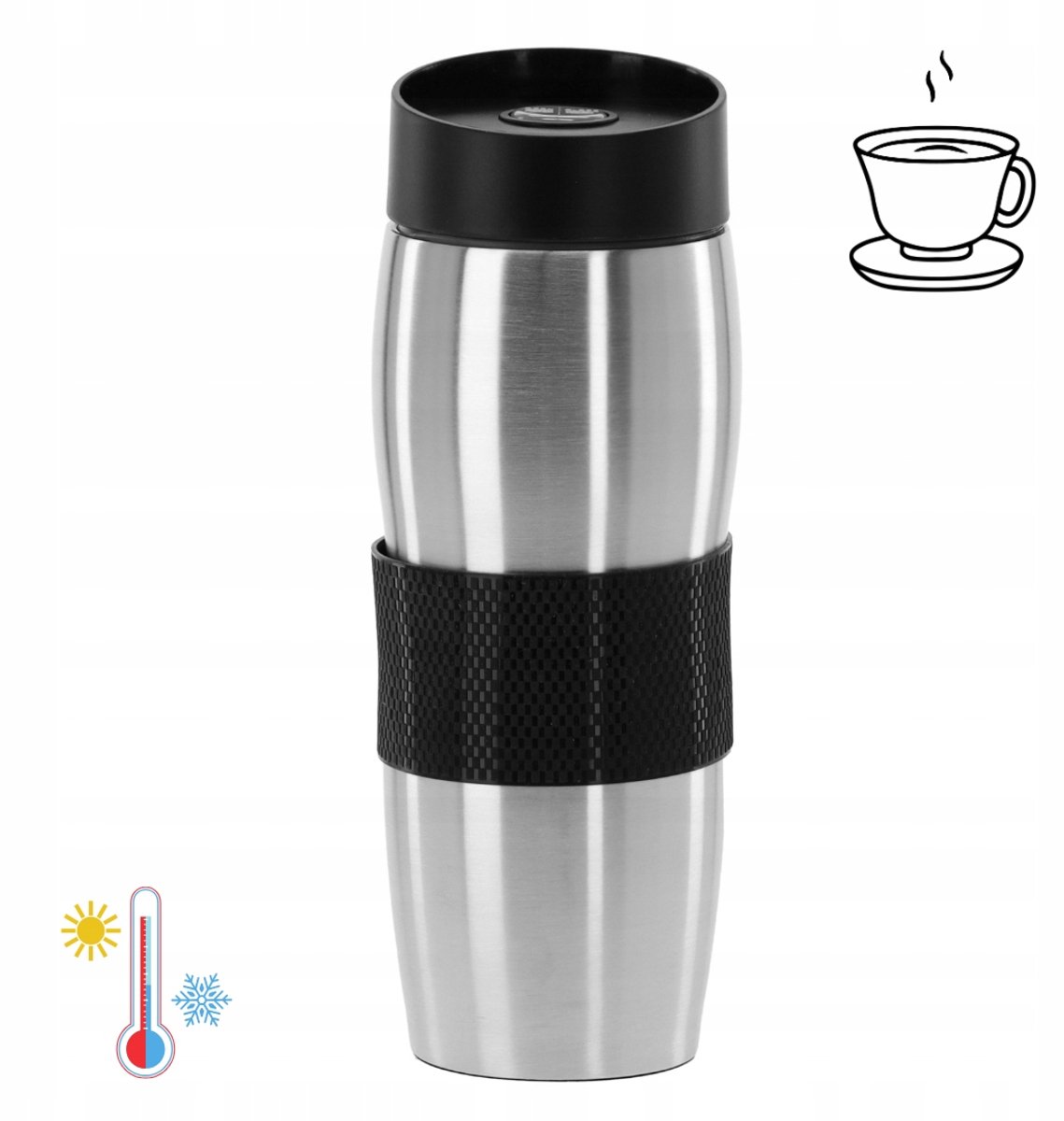 RVS Thermosbeker 350ml met Antislip Band - Ideaal voor Reizen & Dagelijks Gebruik