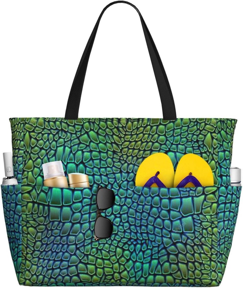 Strandtas Tote - Reistas Dames - Strandbezoek - Waterdicht Zandbestendig - 45 x 17 x 38 cm - Alligator Print