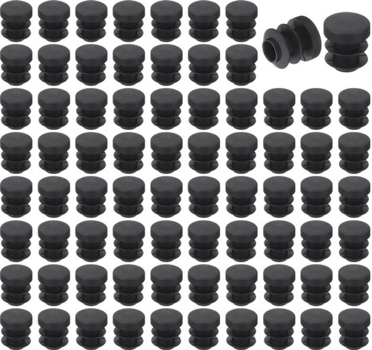 Buisdoppen 76 Stuks - Ronde Kunststof Eindkappen 12 mm - Zwarte PE-Buispluginzetstukken - Vloerbeschermers - Schokabsorberend - Duurzaam PE-Plastic - Meubelbeschermers