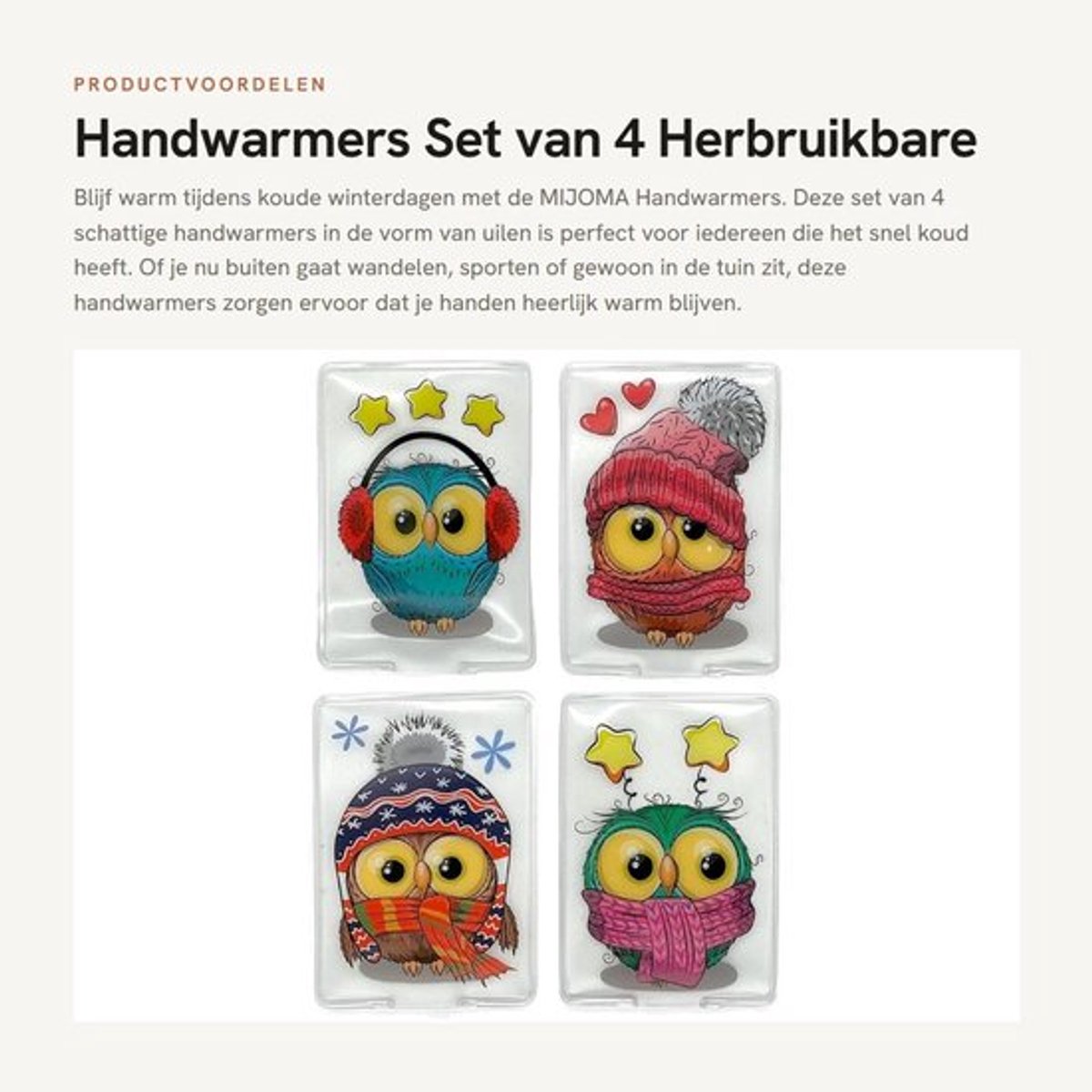 Handwarmers herbruikbaar - Set van 4 - Zakwarmers - Vingerwarmers - Tot 55 °C - Huidvriendelijke kunststof hoes