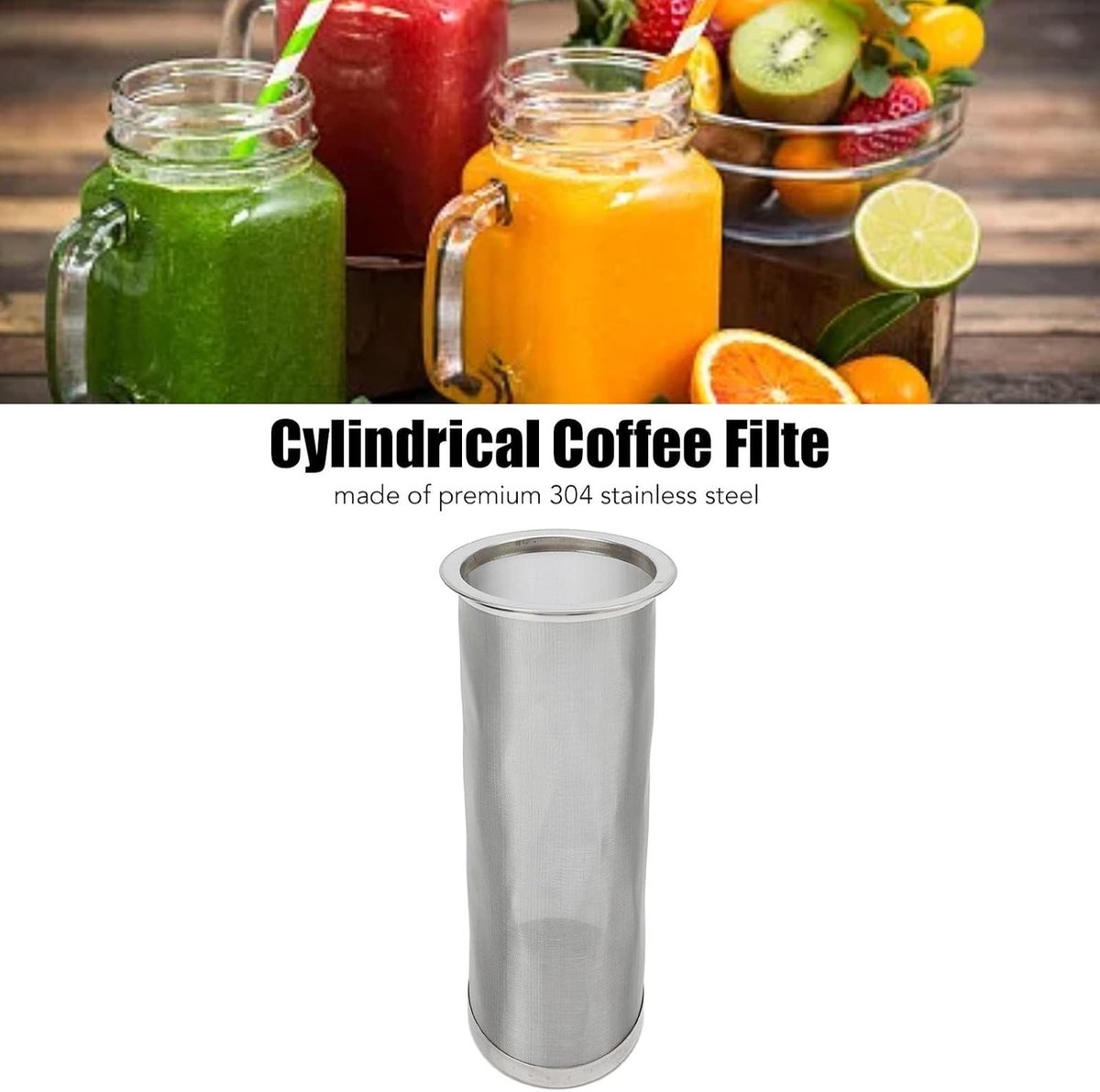 Filter en Infuser van RVS voor Koude Brouw, Ideaal voor Iced Coffee en Iced Tea, Ultra-fijne Gaas voor Mason Jar en Duurzaam Gebruik