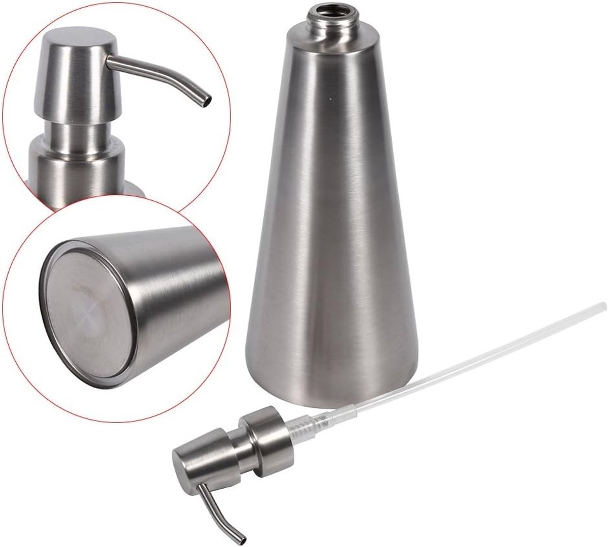 Grote RVS Zeepdispenser van 800ml, Navulbare Handzeep Dispenser voor Badkamer en Keuken, Stijlvol en Duurzaam