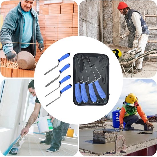 Cement Troffel - Voegspaan Metselgereedschap - Muren Afwerken - Roestvrij Staal Constructie - 4-Delig - Zilver — afbeelding 4