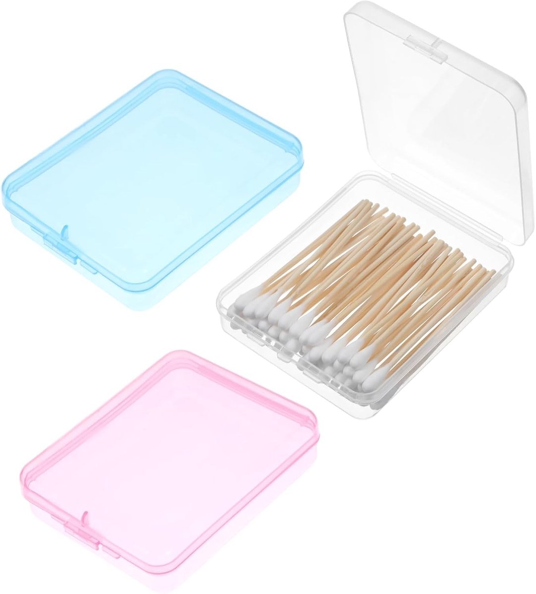 Reis Koffer voor Q-tips en Cosmetica, 3-delige Set, Draagbare Organizer voor Badkamer, Ideaal voor Wattenstaafjes, Make-up Spons en Opbergruimte