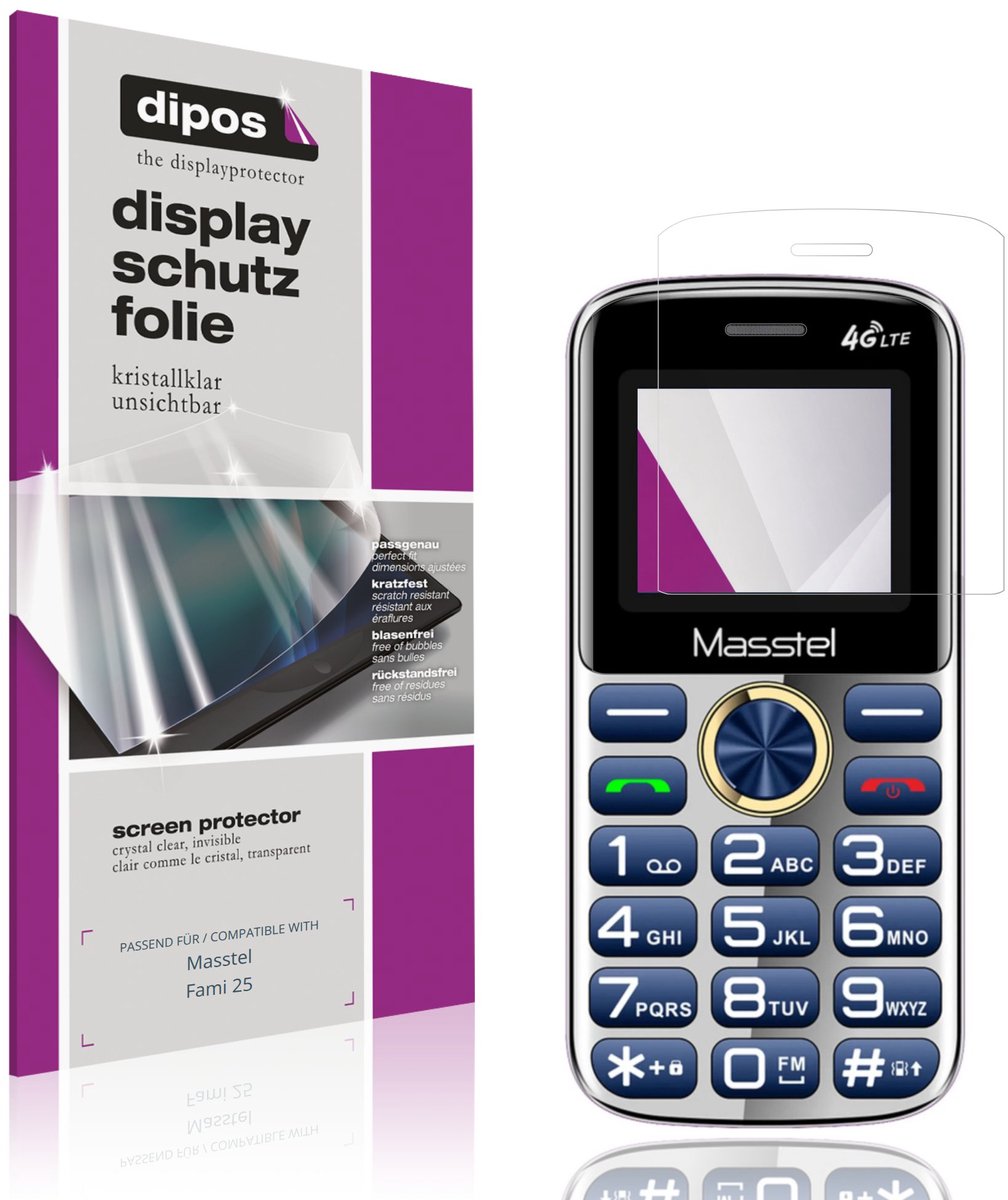dipos – 4x Beschermfolie geschikt voor Masstel Fami 25 | Krasbestendige & heldere Screenprotector Ultra-Thin