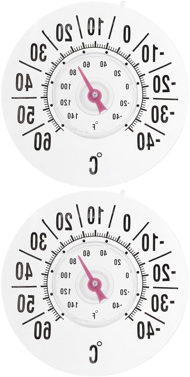 Raamthermometer - Temperatuurmeter Buiten - Temperatuur Meten - Sterke Zuignap - 18 cm - Wit