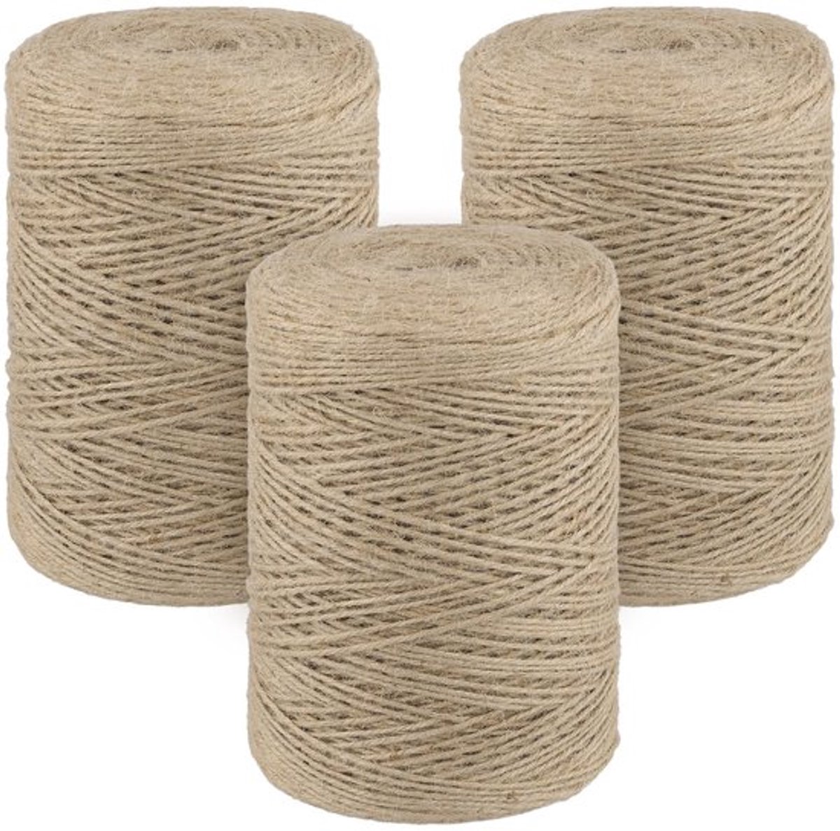 Jute Koord 2 mm - 3-delige Set 500 m - Knutselkoord - Pakketkoord - Tuin - Weerbestendig - Jute Garen