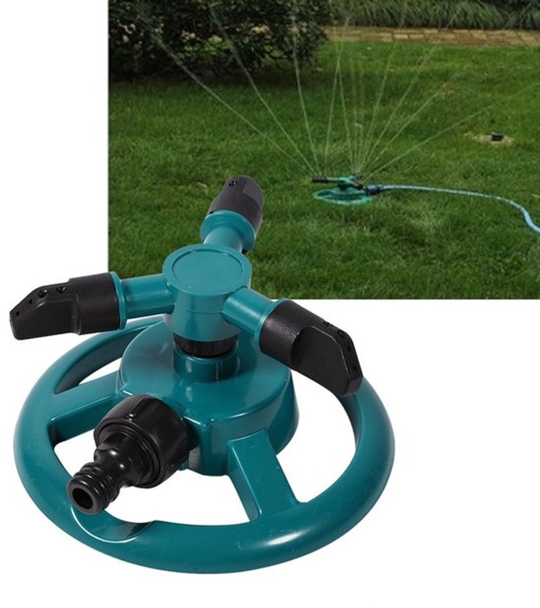 Tuinsproeier 360° Roterend - Sproeikop - Irrigatiesysteem - Waterbesparend - Eenvoudige Slangaansluiting - Hoogwaardig ABS-Materiaal - Sproeisysteem
