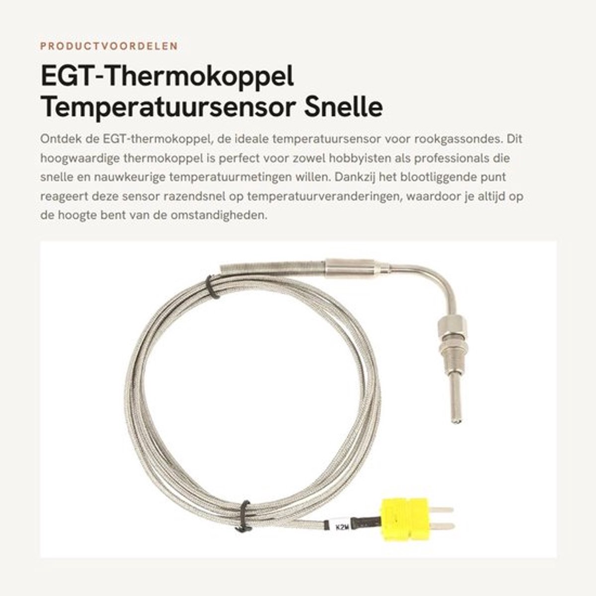 Thermokoppel Type K - Temperatuursensor - Temperatuursensoren - Hoge Temperatuurbestendigheid - Roestvrij Staal - Meetbereik 0-1250℃