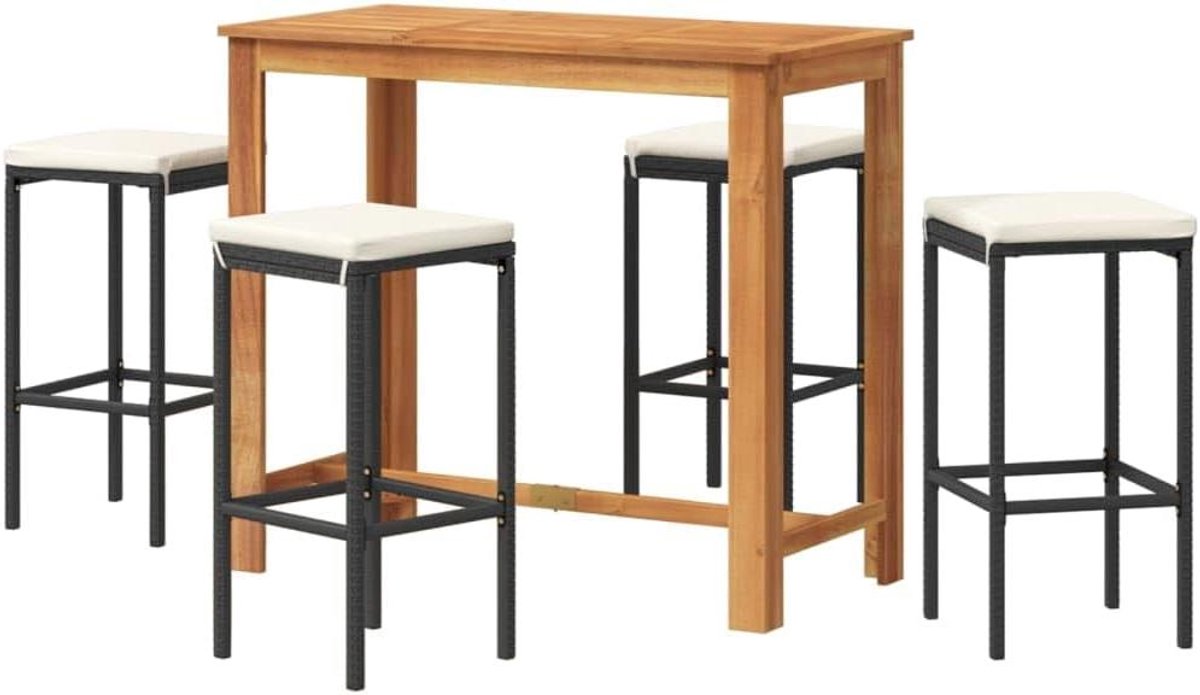 Tuinbarset 5-delig - Outdoor barmeubel Lounge set - Buiten Ontspannen - Massief Acacia Hout