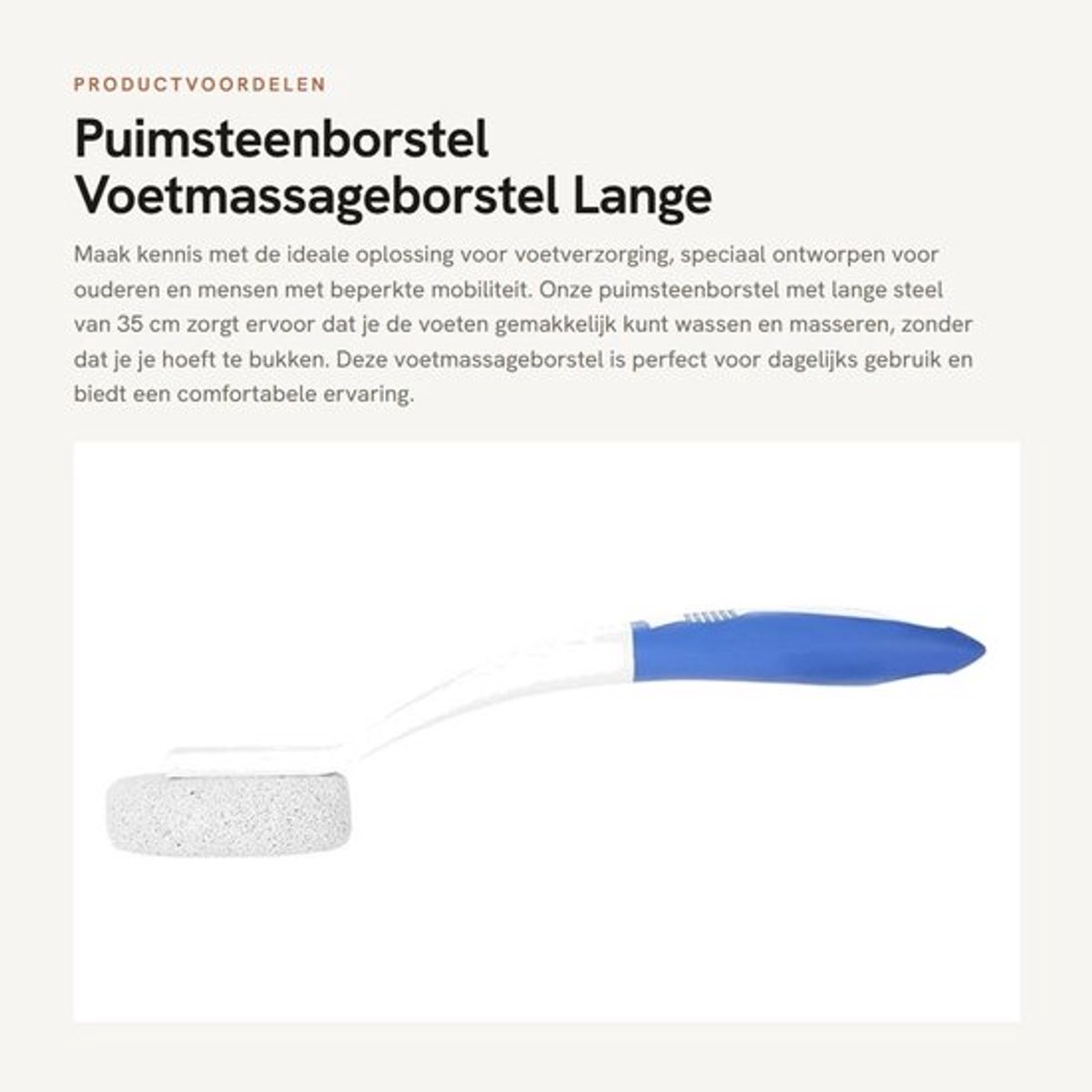 Puimsteenborstel 35 cm - Voetmassageborstel - Antislip Handgreep - Ergonomisch Ontwerp - Schimmelbestendig - Gemakkelijk in Gebruik - Voetborstel