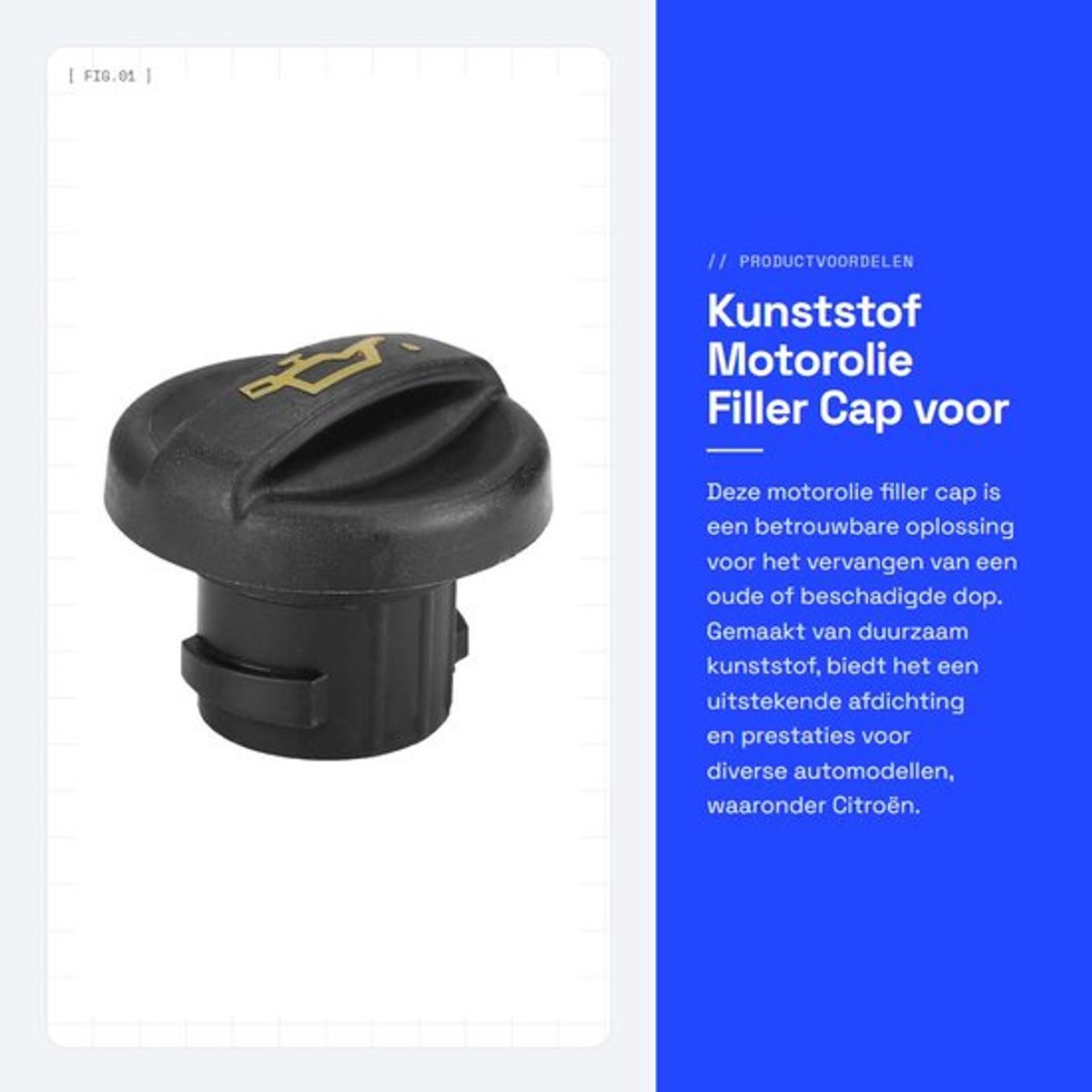 Brandstoftank Cap - Motorolie Filler Cap - Kunststof - Zwart - Stabiele prestaties - Voor C-itroen Berlingo/C5 1996-2008 - Olie Dop