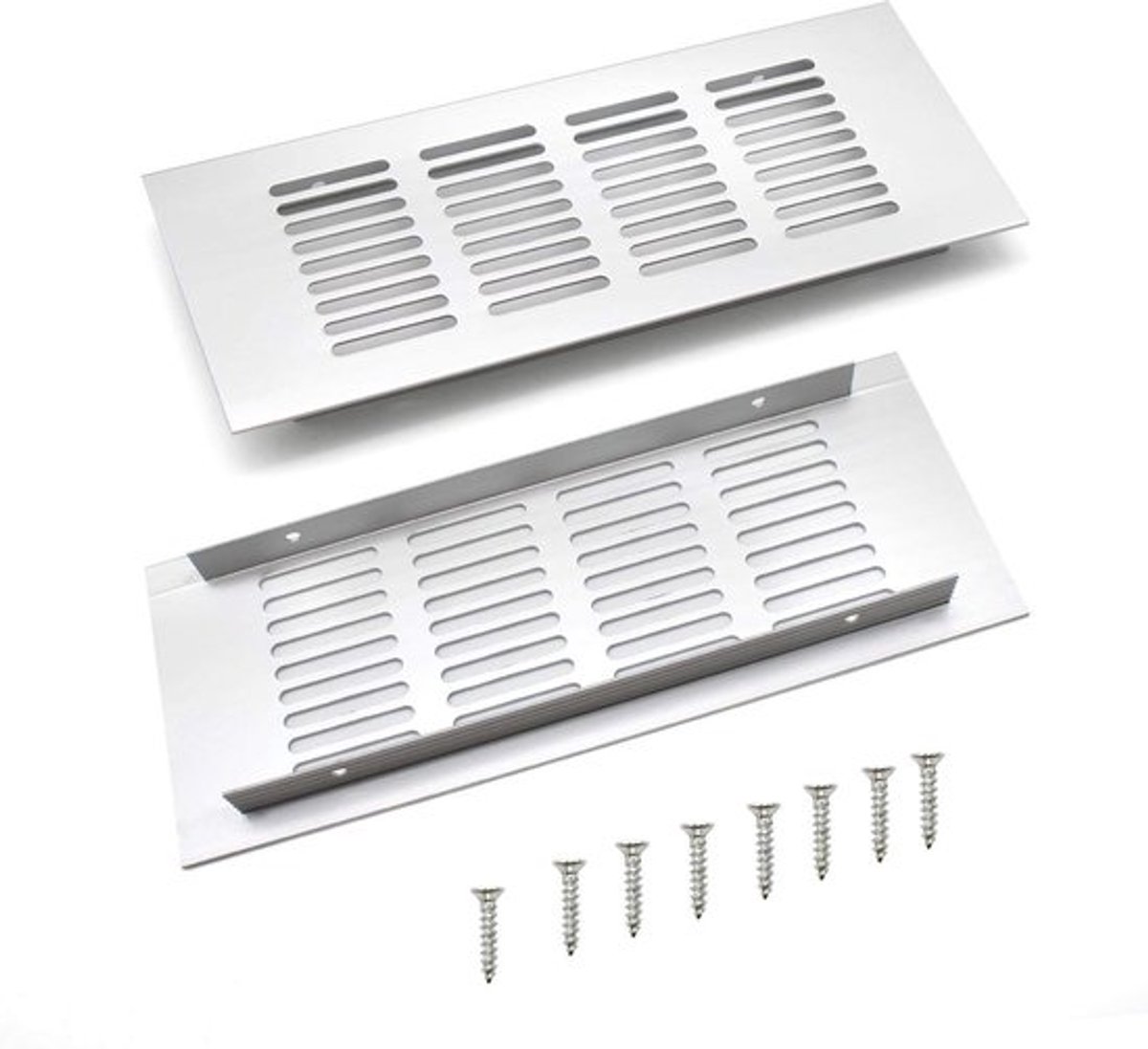 Ventilatierooster Aluminium - 200 mm - Afzuigventiel - Ventilatie - Schoepenrooster - Zilver - Eenvoudig te installeren - Afvoerrooster