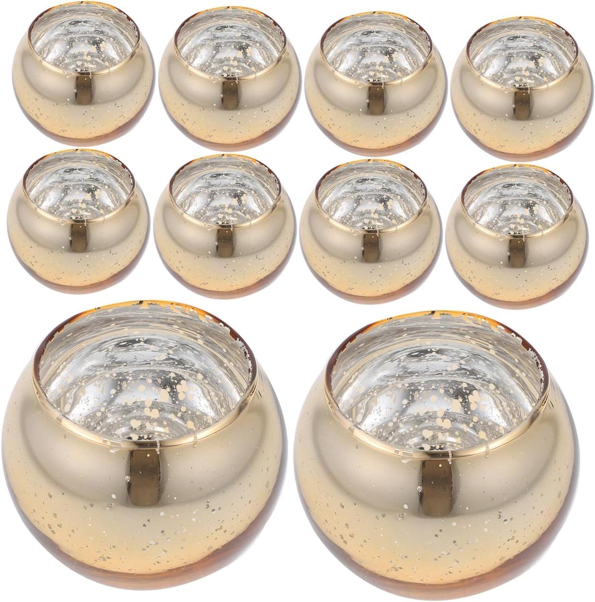 Glass Tea Light Holders - Kandelaars - Sfeerverlichting Creëren - Romantisch Design - 6.5x6.5x5.5 cm - Goud