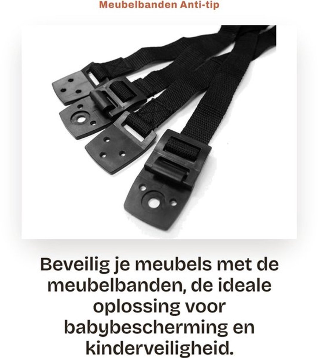 Meubelbanden - Anti-tip riem - Voor babybescherming - 2 stuks verstelbare wandriemen - Veiligheidsoplossing - Geschikt voor meubels - Wit