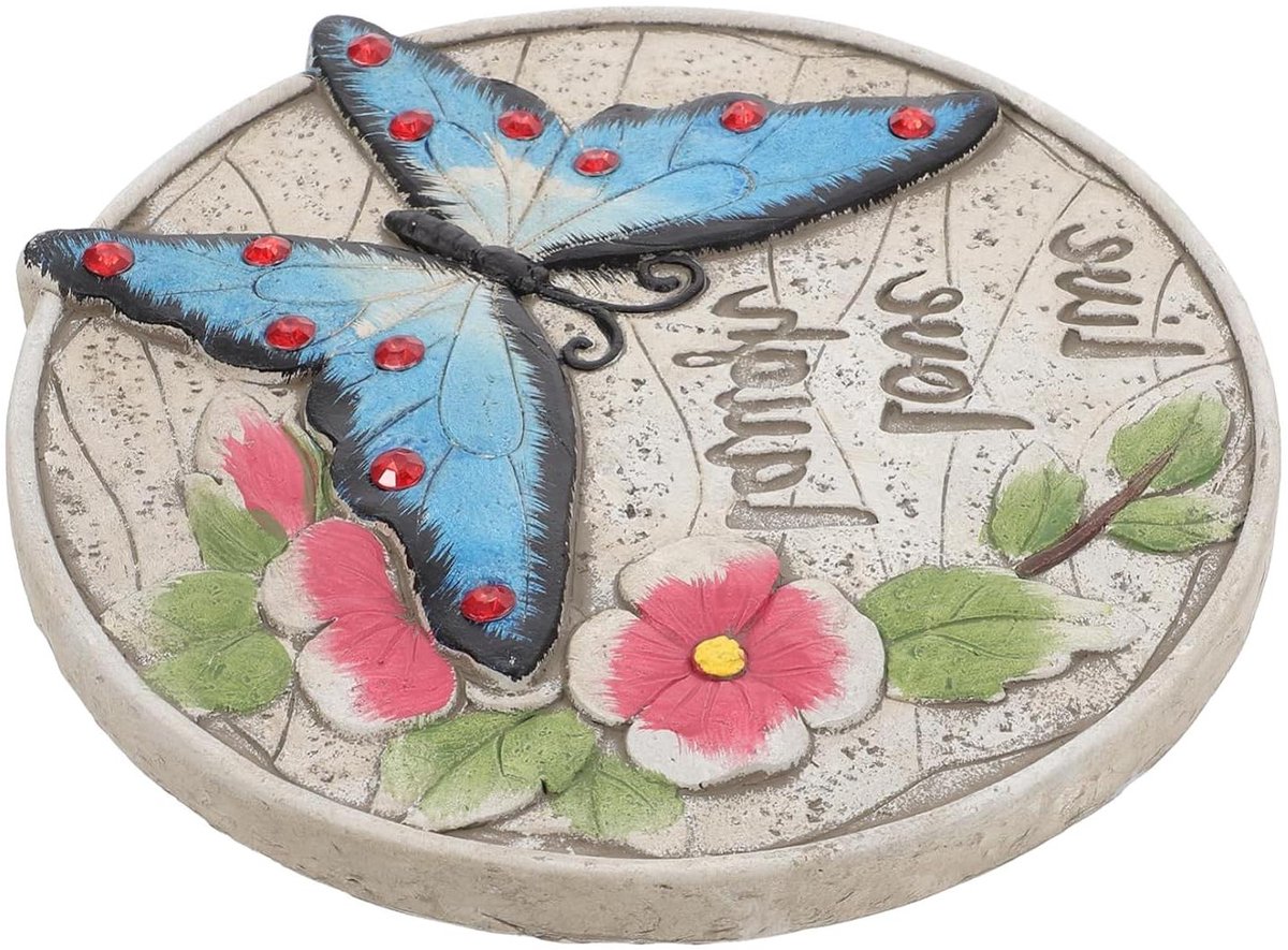 Decoratieve Tuinstapsteen - Siersteen Pad - Tuinpad Aanleggen - Robuuste Cement Constructie - 26 x 25 x 2 cm - Multicolor