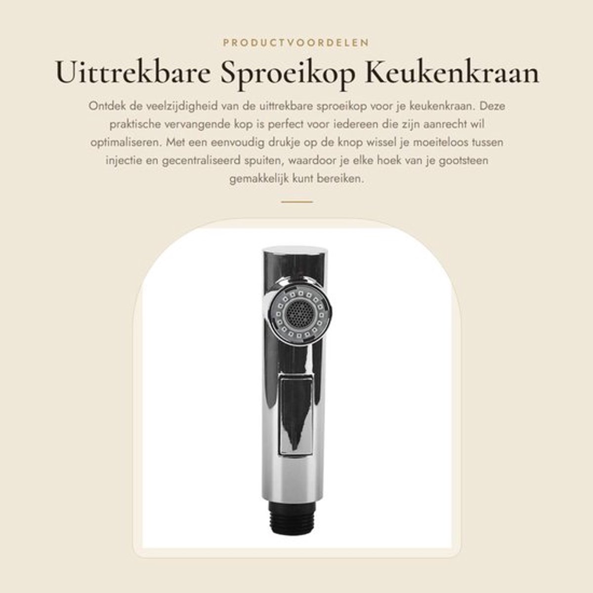 Sproeikop Uittrekbaar - G1/2 Connector - Hoogwaardig ABS - Duurzaam - Eenvoudig te Installeren - Waterbesparend - Kraanmondstuk