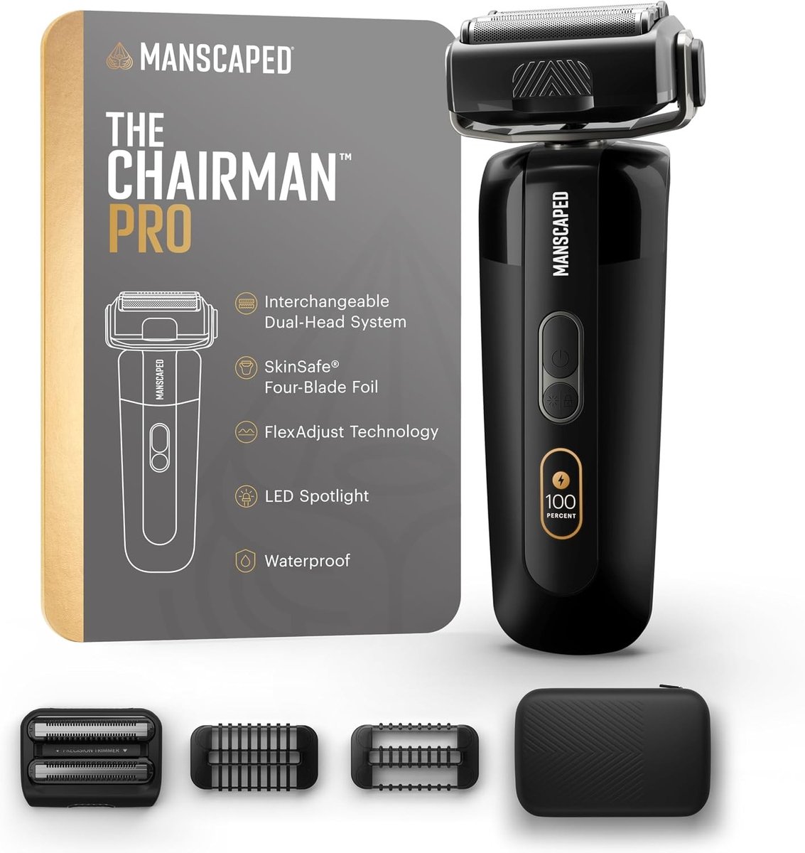 Scheerapparaat voor mannen - Zwart - Draadloos met USB-C Opladen - Met Twee Verwisselbare Mesjes en Stoppeltrimmer - Voor Nauwkeurige Gezichtscontouren