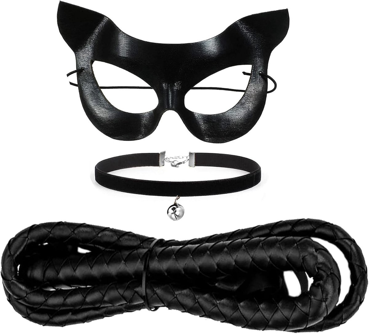 Driedelig Halloween Kattenkostuum voor Dames met Oren - Perfect voor Carnaval, Cosplay en Feestjes