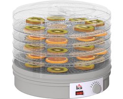 HOMCOM Voedseldroger met 5 Lagen - Voedseldehydrator met Temperatuurregeling - Droogautomaat - Grijs
