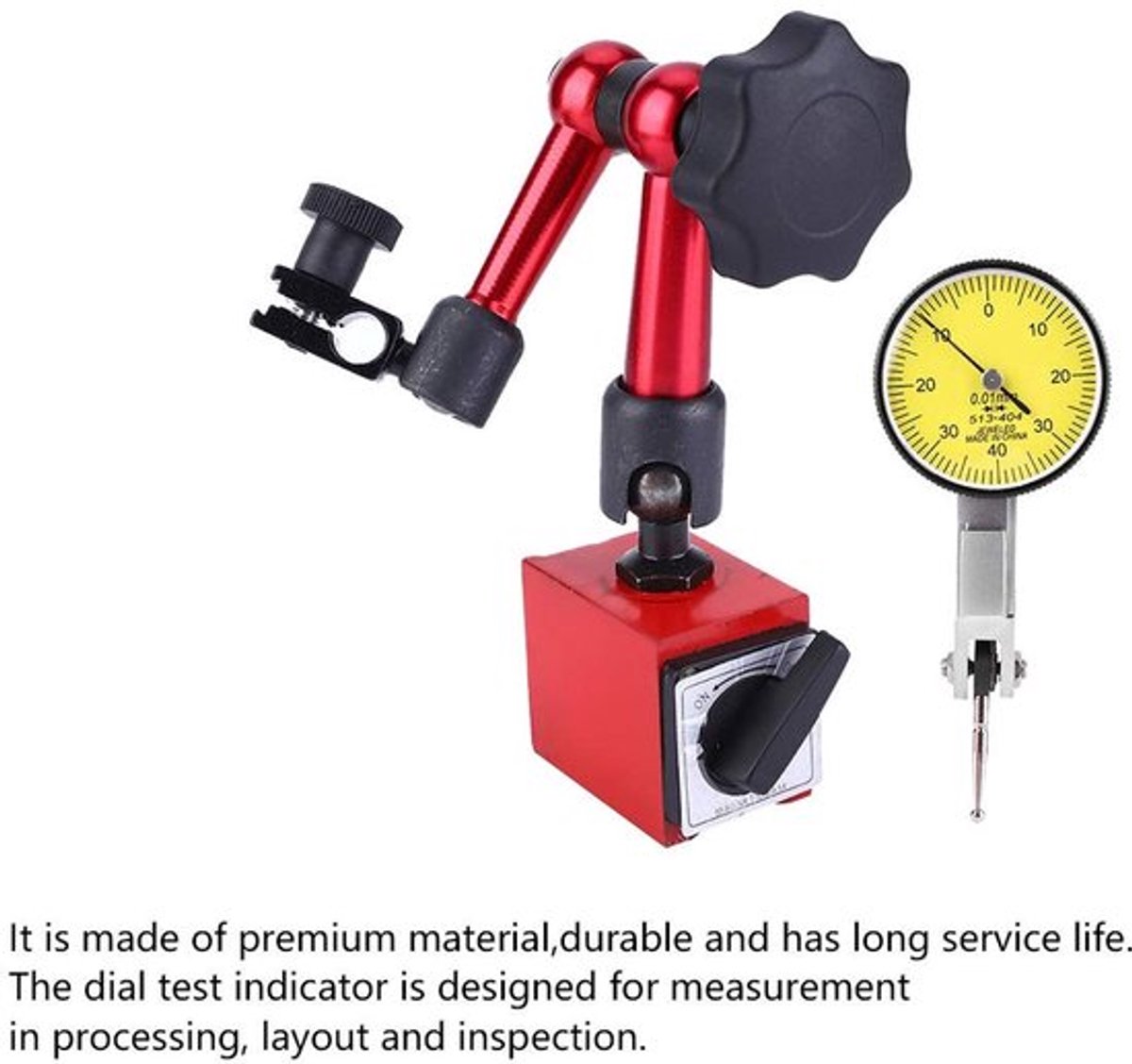 Meetklokindicator Hoge Nauwkeurigheid - Hefboomtestindicator - Meetkloktestindicator - Meetbereik 0~0,8 mm - Resolutie 0,01 mm - Duurzaam Materiaal - Meetklok
