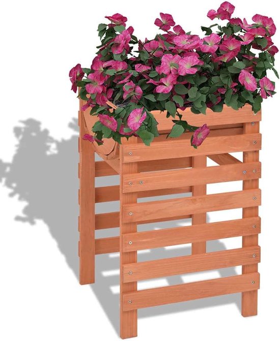 Houten Kweektafel - 38 x 36 x 60 cm - Massief Sparrenhout - Plantenbak op Poten met Opbergruimte - Beige - Voor Balkon, Tuin & Binnen