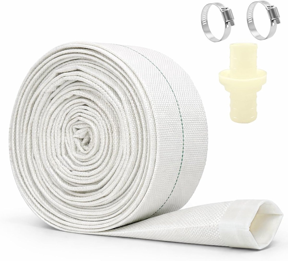 Platte Slang - Wit - 10 m - Gevlochten Polyester met Rubber Binnenlaag - Voor Tuinirrigatie en Dompelpompen