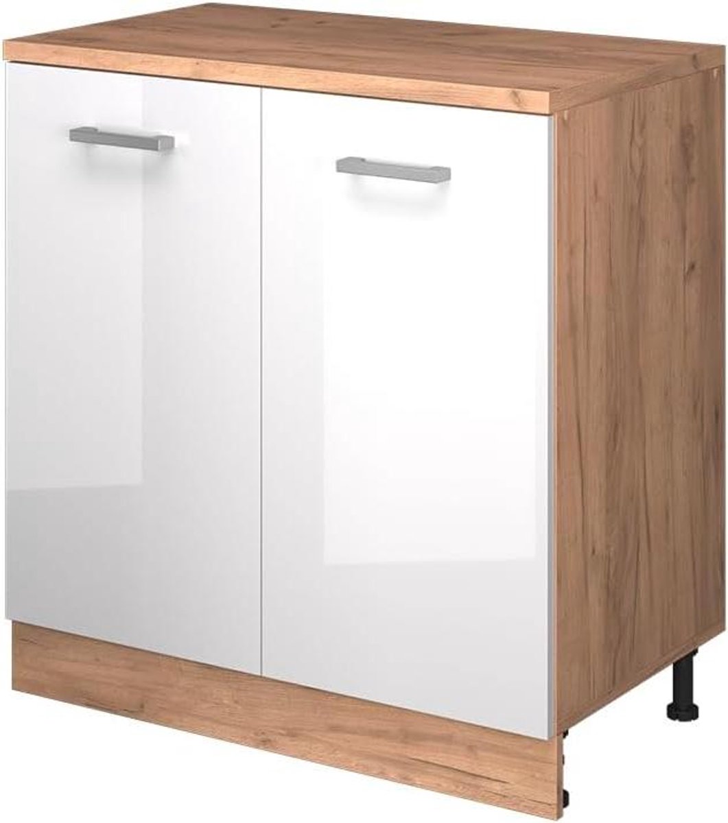 Keukenkast Schuine Wand - Kast Keuken Opbergruimte - Ruimte Optimaliseren - Verbindend Element - 80 cm Breed - Wit Hoogglans