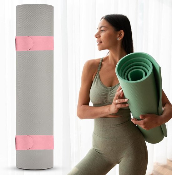 Yogamat Banden - Matriemen Set - Sporten Vervoeren - Robuuste Kliksluiting - 51 x 6 x 1 cm - Roze van Yogamat — afbeelding 5