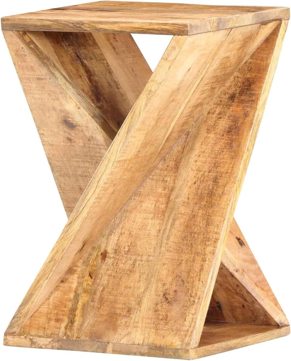 Bijzettafel Massief Hout - Nachtkastje Salontafel - Woonkamer Decoratie - Rustieke Charme - 35x35x55 cm - Natuurlijk Hout