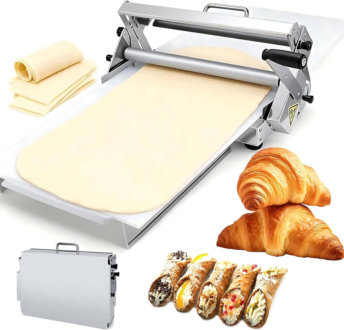 Deegroller Machine - Pastaroller Deegpers - Bakkerij Werk - Precisie Dikte Controle - 900x400 mm - Zilver