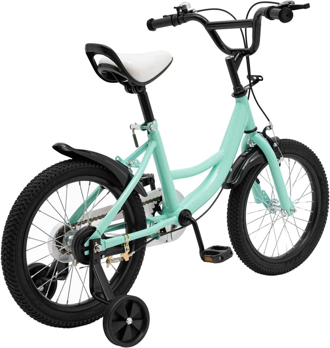 Kinderfiets 16 Inch Loopfiets Meisjes Buiten Spelen Afneembare Zijwieltjes 16 Inch Wielen Groen