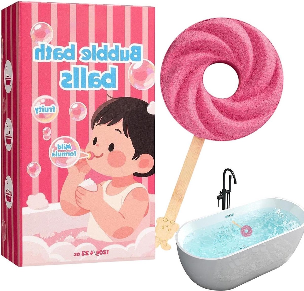 Kinder Badballen - Bruisballen Lolly - Ontspannend Buitje - Lolly Vorm - 120 g - Kleurrijk
