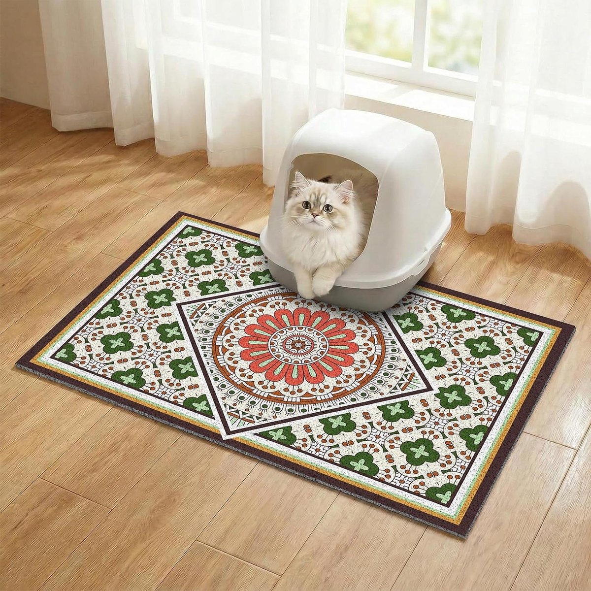 Kattenbakmat - Strooisel Vanger - Vloer Beschermen - Dubbele Laag - 60 x 43 cm - Donkergroen