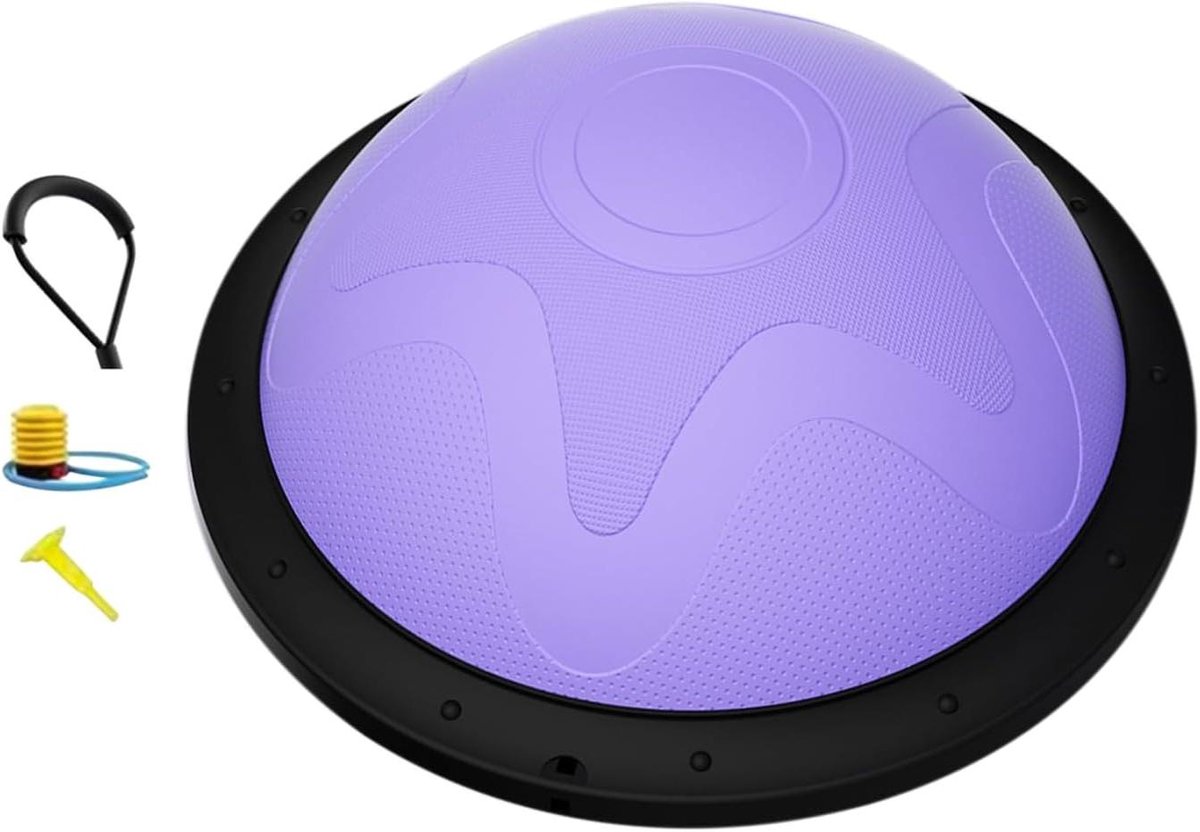 Yoga Evenwichtsbal - Halve Bal Trainer - Core Training - Antislip Zuignap Grip - 46 cm Diameter - Paars