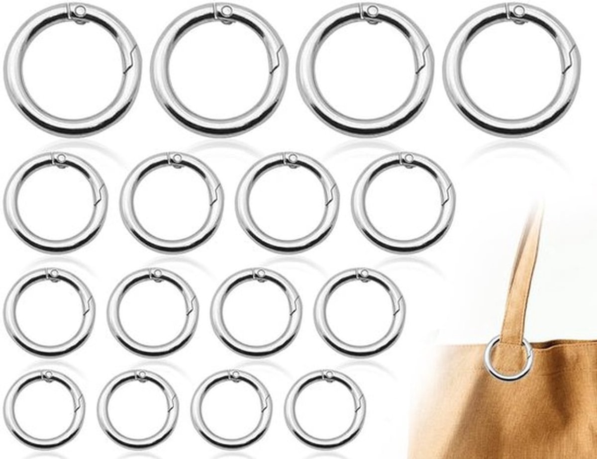 Ronde karabijnhaken - veelzijdig en praktisch - set van 16