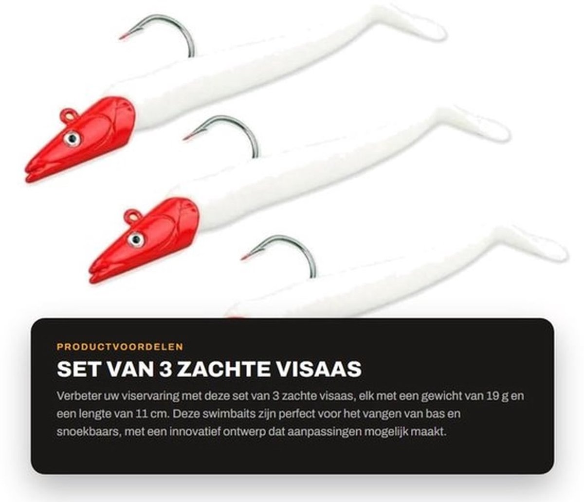 Swimbaits 19 g/11 cm - 3 Stuks - Afneembare Peddelstaart - Natuurlijk Kunstaas - Koolstofstaal Haak - Flexibel Ontwerp