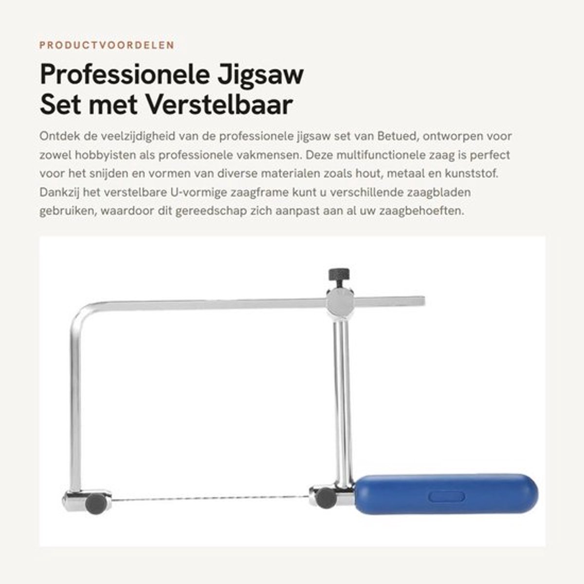 Professionele Jigsaw Set met Verstelbaar Zaagframe en 6 Spiral Zaagbladen