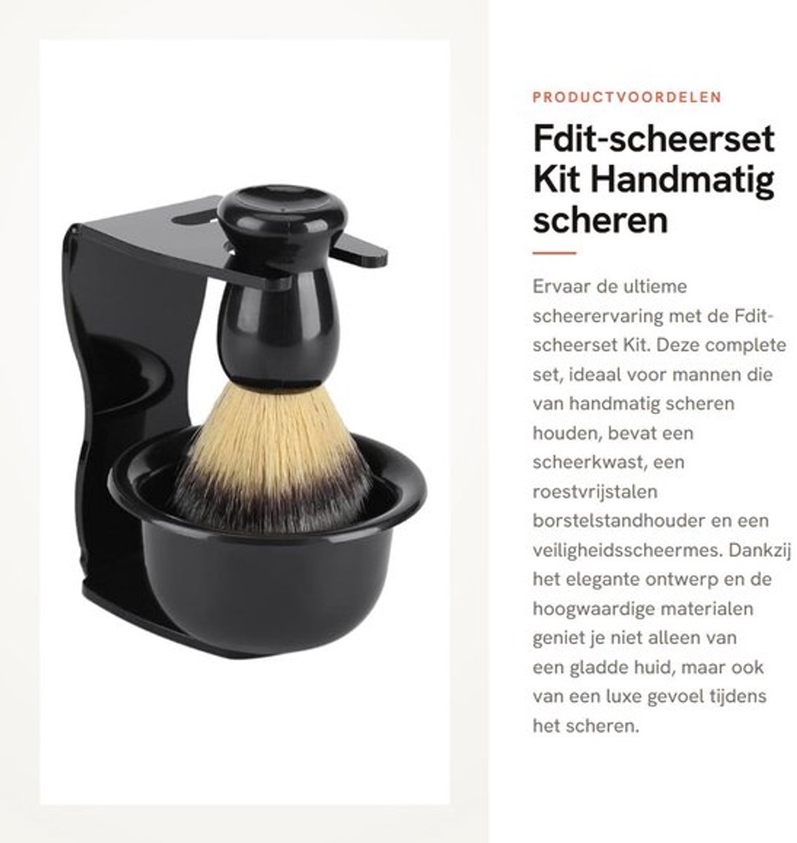 Scheerset Hoogwaardige ABS-hars - Scheerkwast - Veiligheidsscheermes - Scheerzeepkom - Borstelset - 3 Stuks - Scheerkit