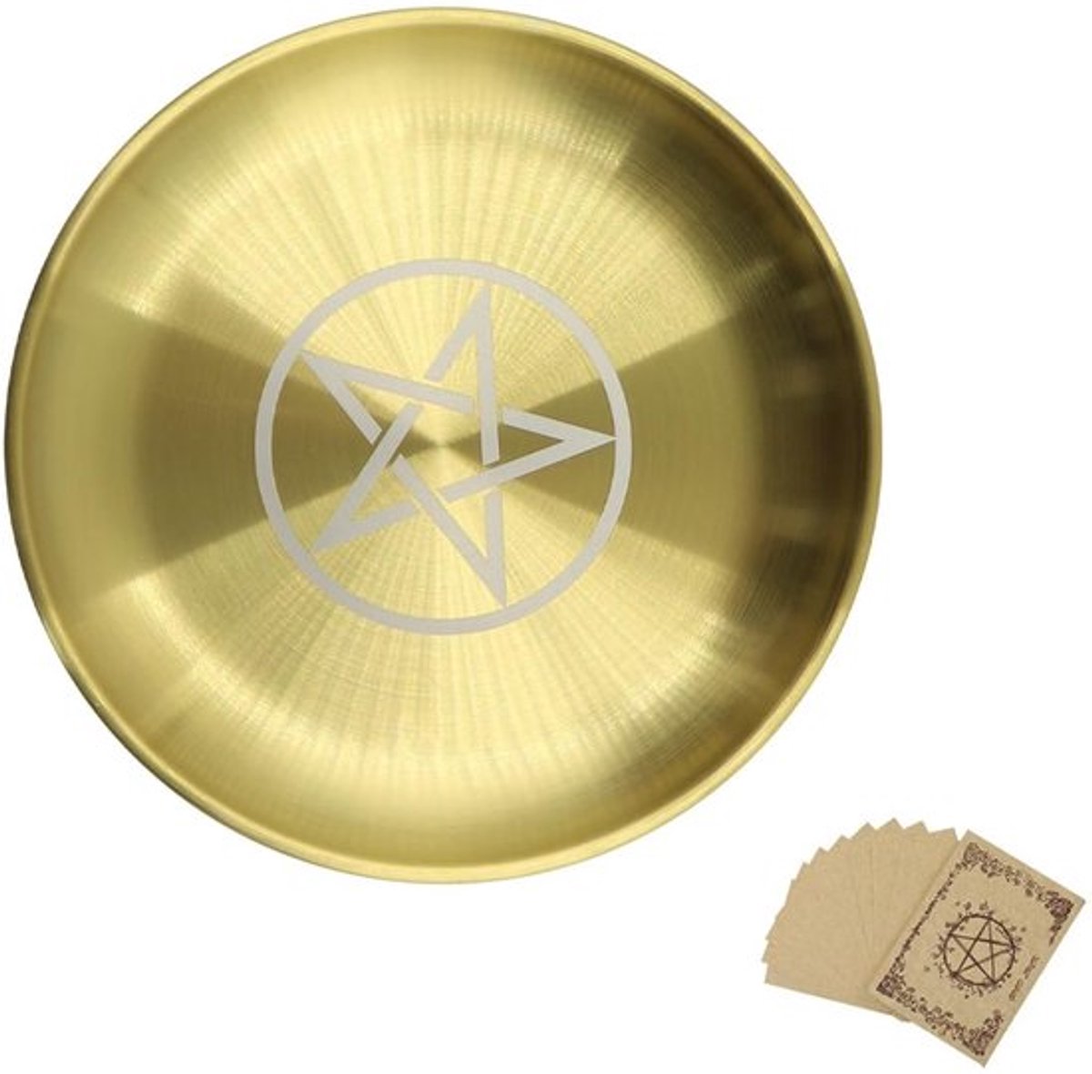 Kaarsenhouder Roestvrij Staal - Ster Pentagram Rituele Plaat - Kandelaar voor Wicca - Sieraden/FruiTray - Duurzaam - Gouden Oppervlak - Altaarplaat