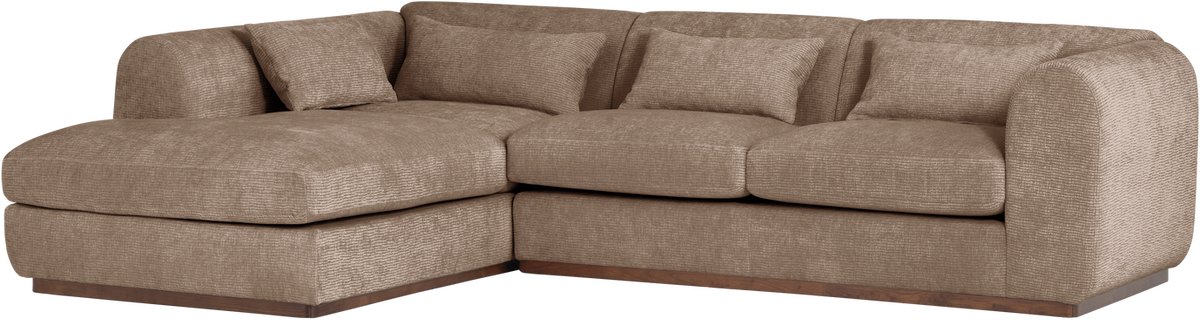 WOOOD Brenvo Hoekbank Links - Structure Velvet - Lichtbruin